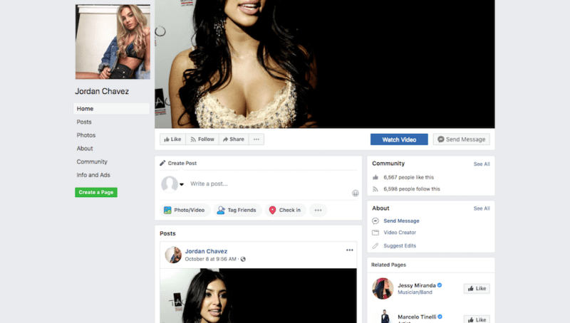 A partial screenshot of one of the scam profiles pushing an adult dating scam on Facebook.
