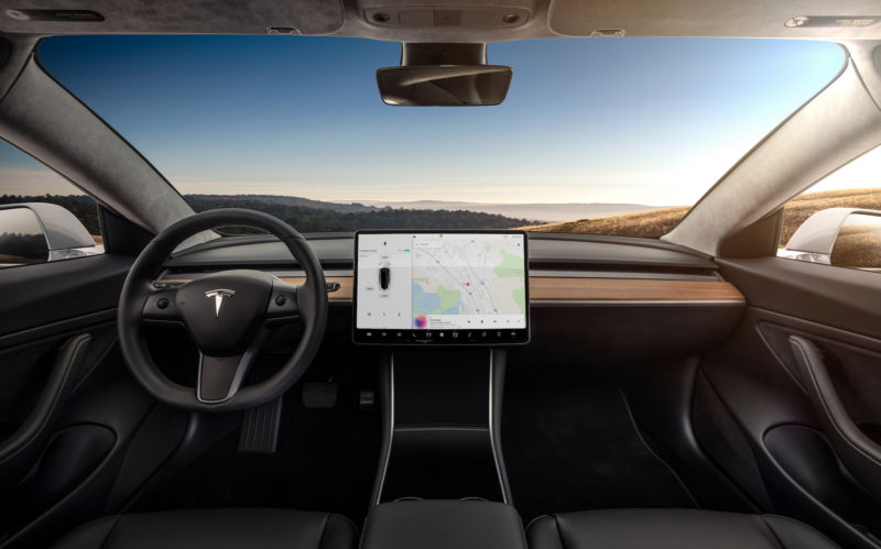 Interior of Tesla's Model 3.