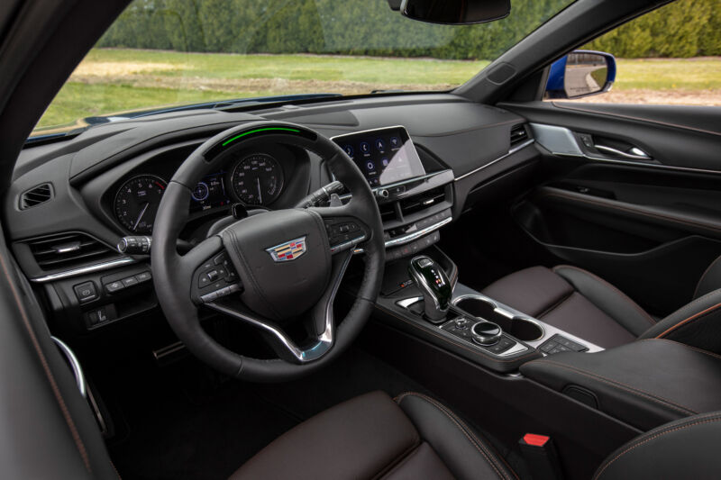 The dashboard of the 2021 Cadillac CT4-V.