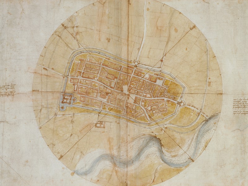 one of the first historical maps in bird-view