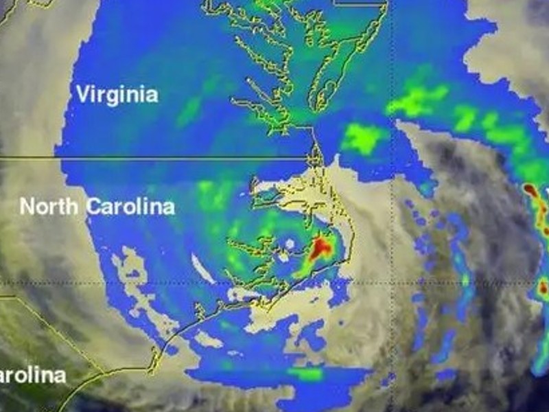 radar image of precipitation storm with tornado